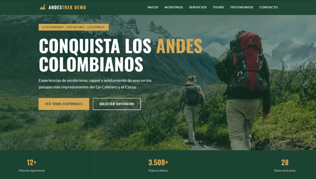 Andes Trek Demo - Demo · Turismo de aventura ficticio